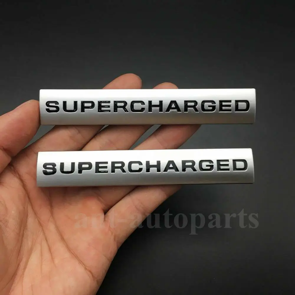 

2x Metal Chrome Supercharged Car Auto Trunk Emblem Badge Sticker New V6 V8 Sport