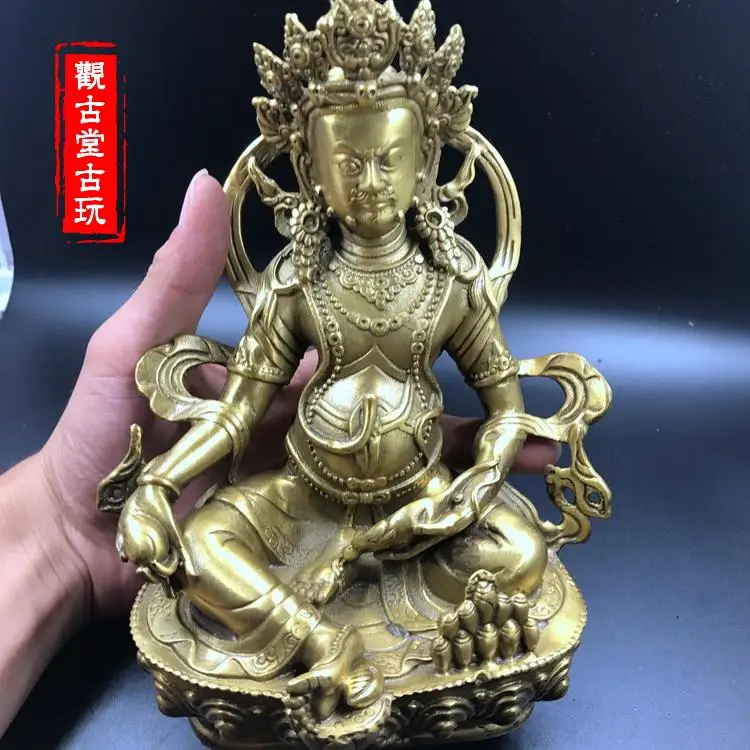 Изысканный античный Чистый медный тибетский Будда Huang Caishen орнамент