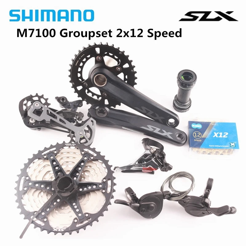 SHIMANO SLX M7100 Группа Комплект MTB горный велосипед 2x12 скорость 11-45T FC+ SL+ FD+ RD+ CS+ KMCX12 с MT800BB M7120 задний переключатель 22 скорости