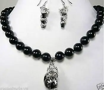 

Jewelry Hot sell ~~ beautiful green jade dragon pendant necklace earring set Fashion Wedding Party