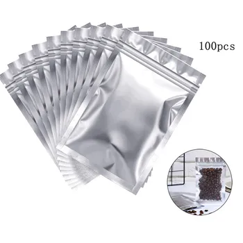 

100pcs Metallic Mylar Ziplock Bags Flat Bottom Gold Aluminum Foil Small Zip Lock Plastic Bags Gold Kitchen Pouch Bags