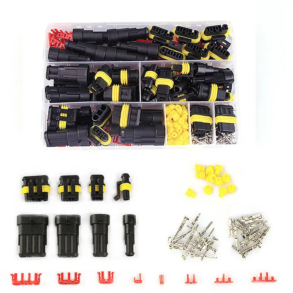 

352Pcs Car HID Waterproof Connectors 1/2/3/4 Pin 26 Sets Auto Electrical Wire Connector Truck Harness 300V 12A Car Accessories