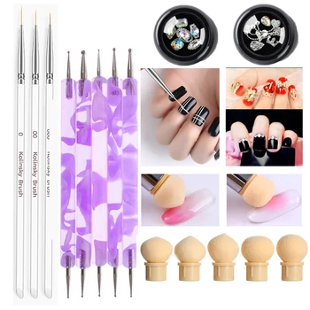 

Nail Brush Set DIY Nail Art Tips Builder Brush Sponge Head Nail Smudge Pen Nail Gradient Printing Liner Pen Manicure Tool
