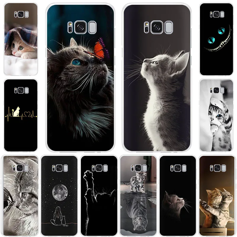 Hot black cat Silicone Soft phone case for Samsung Galaxy S11 S10 5G S10+ S9 S8 S7 Plus S10e Note10 Note9 Note8 cover | Мобильные