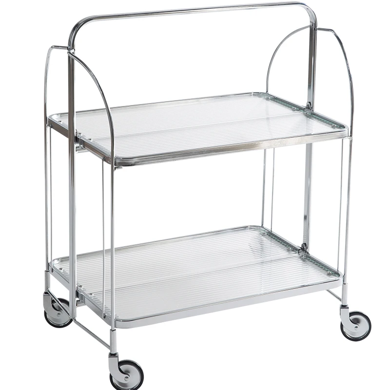 

TT Mid-Ancient Folding Glass Trolley Side Table Nordic Ins Dining Car Movable Living Room Light Luxury Coffee Table