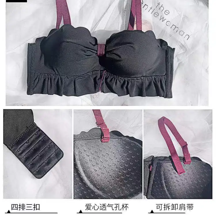 sexy bra set Non-marking Underwear, Small Chest, Flat Chest, Top Strapless Adjustment Type, No Steel Ring, Anti-sagging Bra And Panty Set cotton bra and panty sets