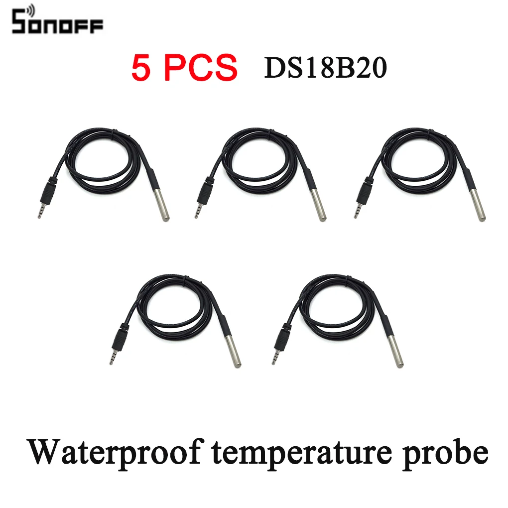 5PCS DS1820 5 шт. Sonoff TH16 TH10 WiFi умный переключатель AM2301 датчик температуры и влажности DS1820 водонепроницаемый датчик температуры влажности - Комплект: 5PCS DS1820