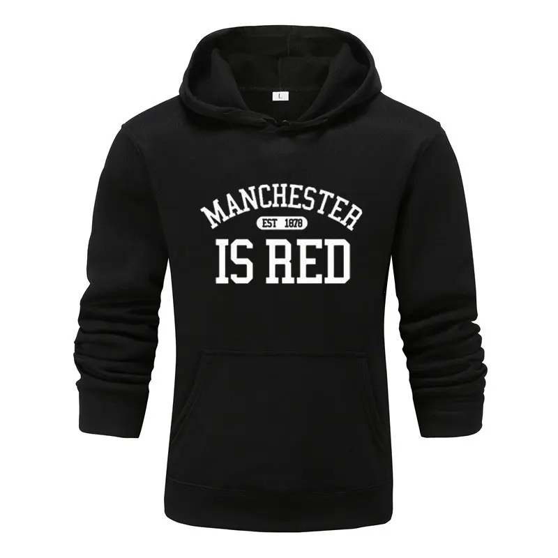 Толстовки, Толстовка для мужчин/женщин, Манчестерский красный цвет, модные толстовки, свитшоты на осень и зиму, теплый флисовый пуловер с капюшоном - Цвет: black white