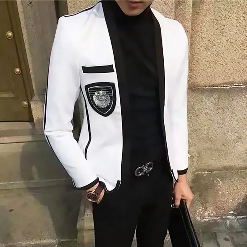 

Trend Single Product Leisure Time Then Hombre White Mens Blazer Jacket Teenagers Man's Suit Hairstyle Division Handsome