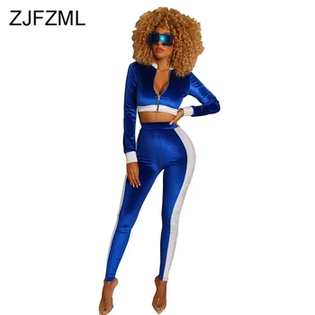 

Autumn Winter Velvet 2 Piece Set Women Festival Clothes Deep V Neck Long Sleeve Crop Top +Pencil Pant Sweatsuit Casual Tracksuit