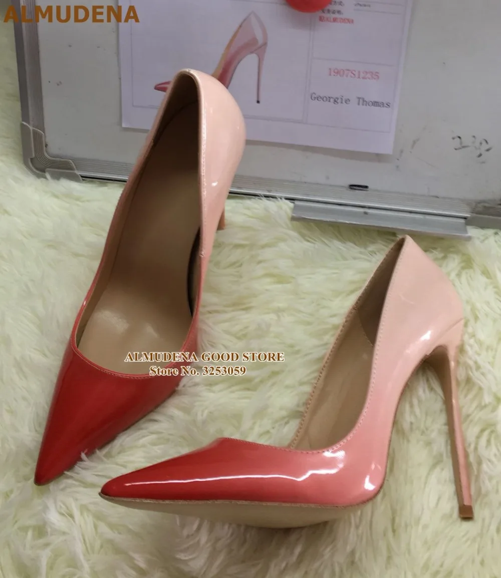 1907S1235 裸红漆皮渐变 12cm 名流