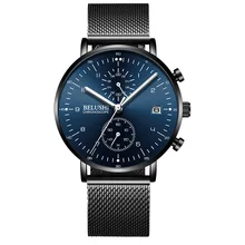 New BELUSHI Casual Fashion Watch Men Waterproof Luminous Men's Quartz Watch Timer Mens Watches Top Brand Luxury Calendar Retro