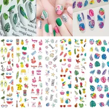 10 PCS Cool Summer Designs Nail Stickers Transfer Decals Decoration Summer Seashell seahorseMarine Life Slider For Nail DIY Tips