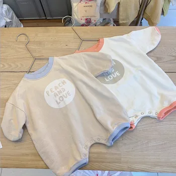 

Newborn Cotton Bodysuits Twin Girls Bodysuit Lette Long Sleeve Cotton Baby Boys Clothes Korean Style Loose Boys Bodysuit 0-2 Y