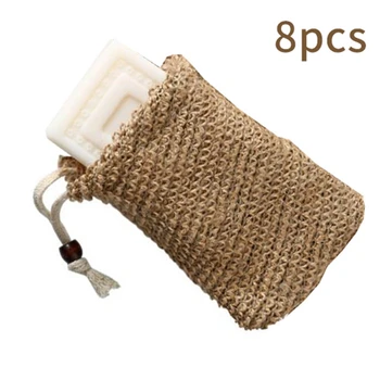 

Soap Bags,8 Pack Natural Sisal Mesh Soap Saver Pouch with Drawstring Exfoliating Bath Bags for Foaming for Shower Bath