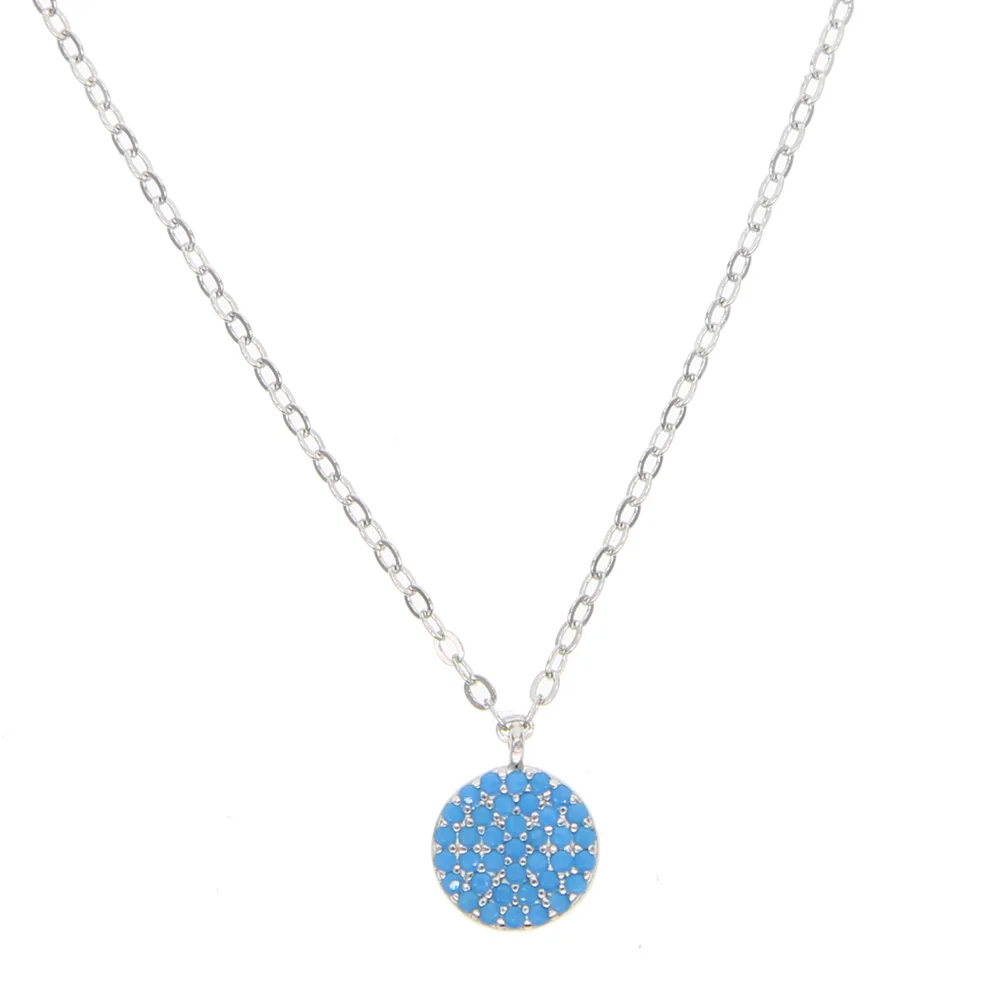 

GCC48 blue 2019-2020 round shape summer spring style 25mm pendant 925 silver 45cm length women necklace can be lover day gift