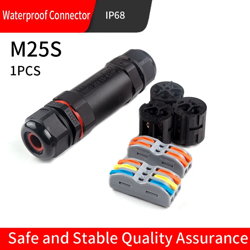 

IP68 Waterproof Connector M25S 2/3/4Pin Electrical Terminal Adapter Wire Connector Screw connector LED Light Outdoor Connection