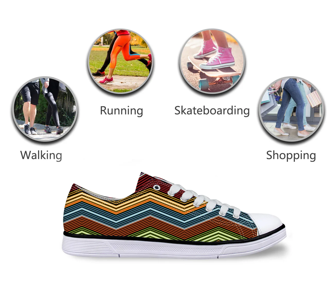 Multicolored Ripple Unisex Canvas Shoes For Men Classic Flats Canvas Shoes Teen Boys Studnets Low Top Sneakers