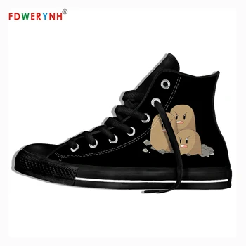 

Canvas Sneakers Design Pocket Monster Dugtrio Anime Cartoon Casual High Tops Shoes