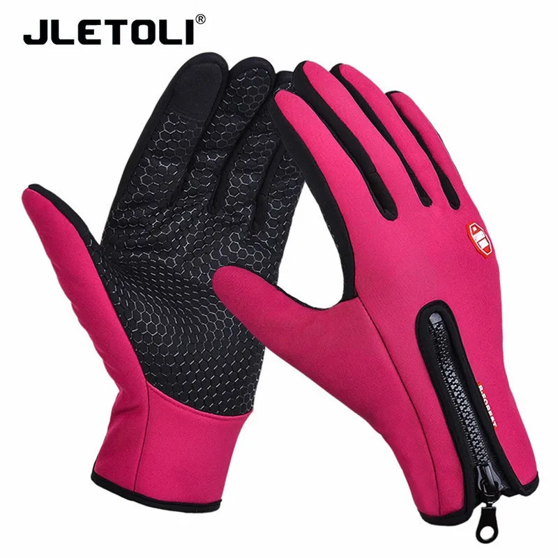 Red JLETOLI тепловые зимние велосипедные перчатки, гоночные перчатки Mototcycle, перчатки s m tb, перчатки на весь палец, велосипедные Гелевые перчатки s m en, женские s m l xl - Цвет: Red