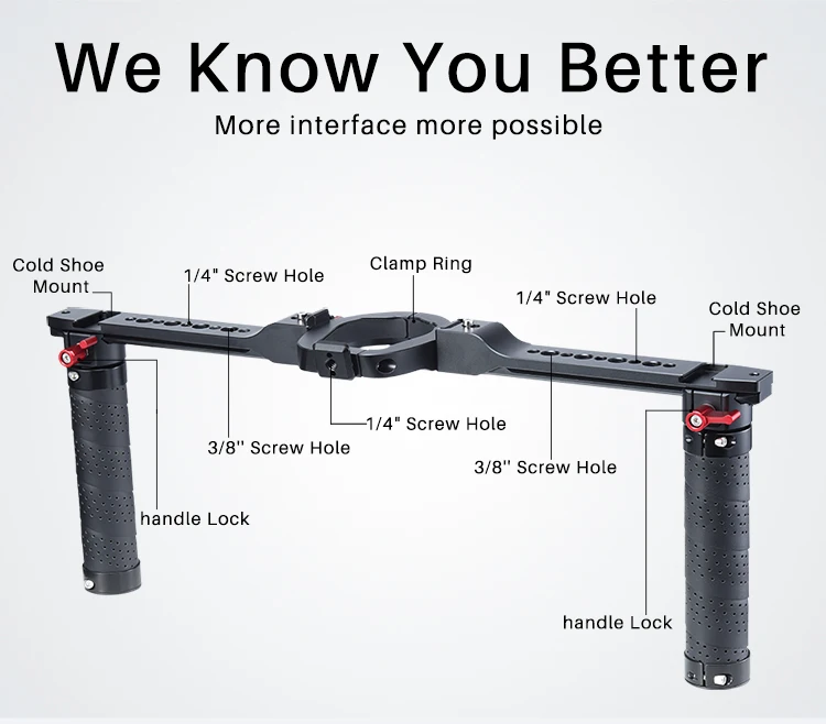 UURig DH13 Двойная Ручка Рукоятка стабилизатор для DJI Ronin S/SC камера Регулируемый удлиненный держатель Руль