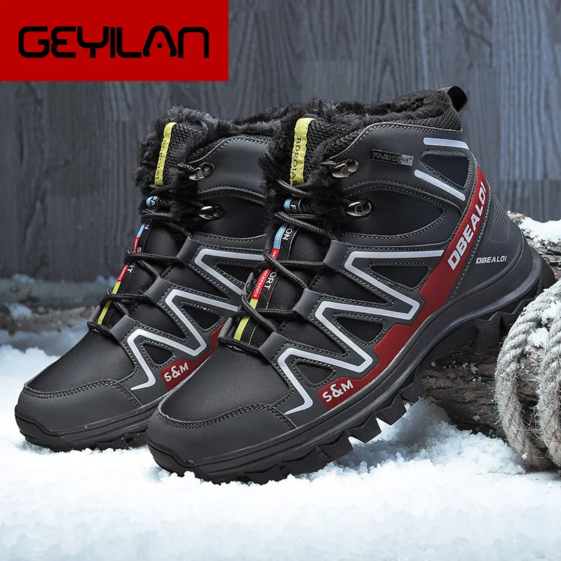 

Large Size plus Velvet MEN'S SHOES Outdoor Climbing Boots Anti-slip Wear-Resistant High Cotton-padded Shoes 39-48