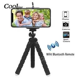COOLJIER Гибкая Губка Осьминог Мини дистанционный затвор штатива с Bluetooth для iPhone Мини камера штатив держатель телефона клип стенд