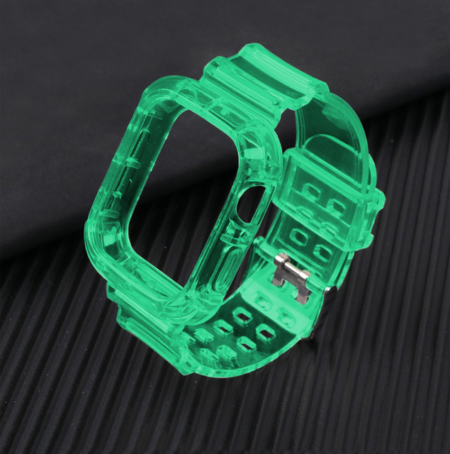 for Apple Watch Band 44mm 40mm 42mm 38mm Transparent Case + Silicone Belt Bracelet iWatch Series SE 6 5 4 3 Accessories