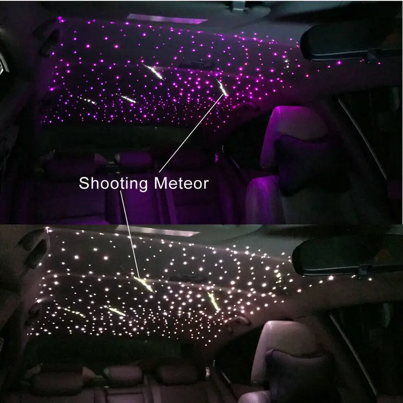 Fiber Optic Lamp Led Ambient Light 18 Holes 9W App Smart phone Meteor shooting star Led Light Engine Driver&2 Heads Voice Remote controlled Car Roof Twinkle Source fiber optic lamp led ambient light