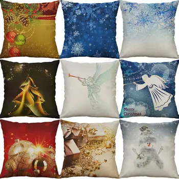 

Cotton Linen Printing snowman Flower Angel Pillow Case Cushion Cover Home Decor