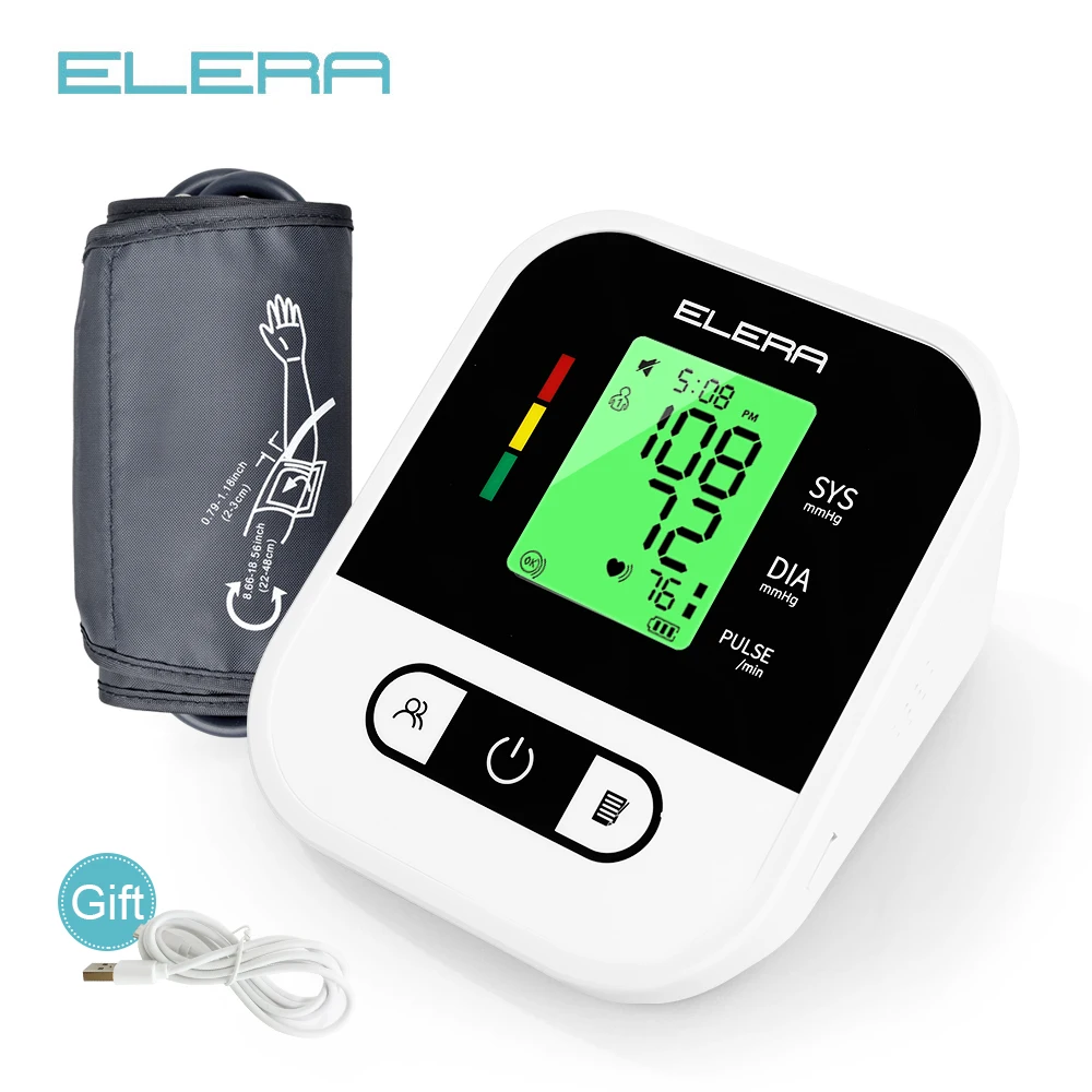 ELERA Blood Pressure Monitor Automatic Upper Arm Meter Pulse Gauge BP Digital LCD Sphygmomanometer | Красота и здоровье