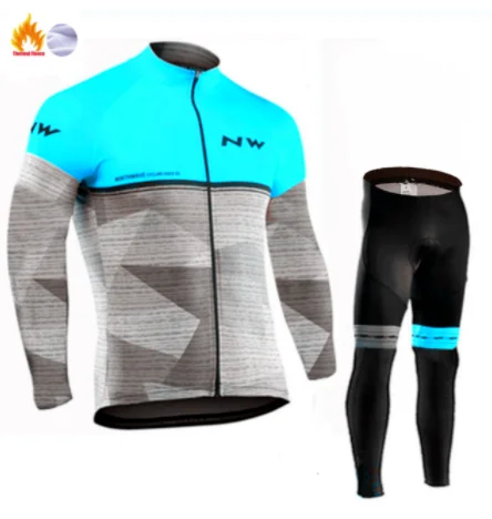 Pro NW Для мужчин с длинным рукавом Одежда для велоспорта Ropa Ciclismo Invierno Hombre зима Термальность флис Велоспорт Джерси комбинезон комплект - Цвет: 6