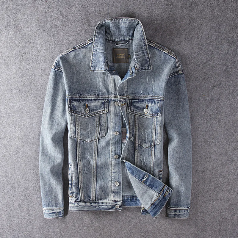 

Fashion Streetwear Men Jackets Embroidery Designer Ripped Denim Coats Retro Washed Hip Hop Jackets Men Bomber Jackets Hombre