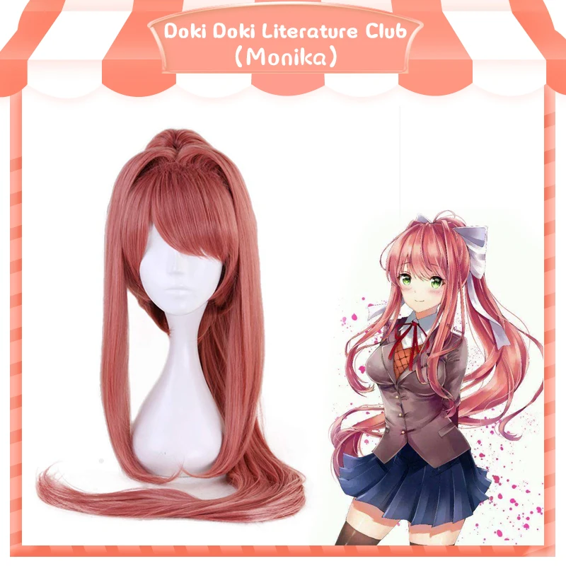 ANOGOL Monika Doki Doki Literature Club Yuri Sayori DDLC High temperature fiber Synthetic Cosplay Wigs For Girls Halloween