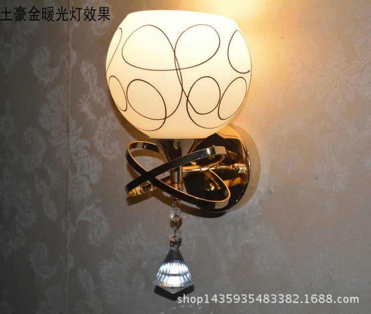 

Postmodern crystal wall lamp gold wall sconce lights AC110V 220V fashion luxury lustre living room bedroom light fixtures