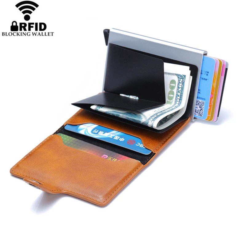 Мужской кредитный держатель для карт, RFID Блокировка, мужской кошелек, автоматическая застежка, мужской кошелек, кожзам, кошельки для банковских карт, Бизнес ID держатель для карт