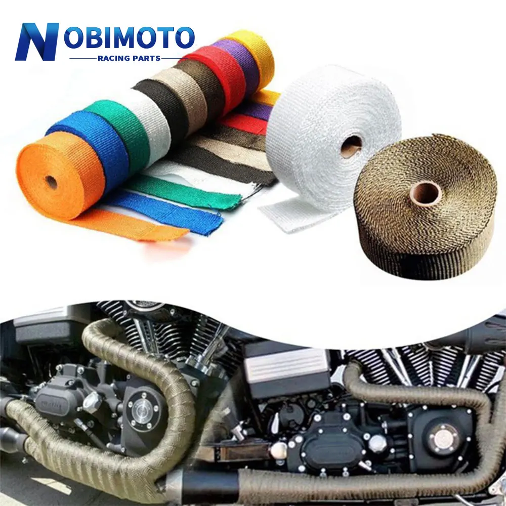 Header Wrap 5cm15cm Exhaust Wrap Rolls For,Motorcycle Black Fiberglass Heat Shield Tape With Stainless 10 Pcs Of Cable Ties, 