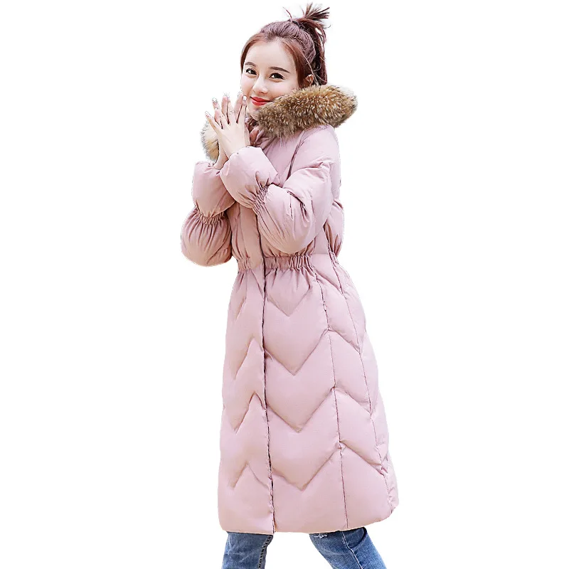 

Cotton Coat Women's INS Mid-length Winter 2019 New Style Korean-style over-the-Knee down Feather Cotton-padded Clothes Hooded Th