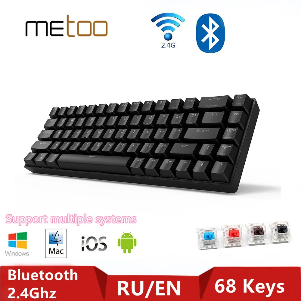 Игровая механическая клавиатура Metoo беспроводная Bluetooth/2 4 ГГц