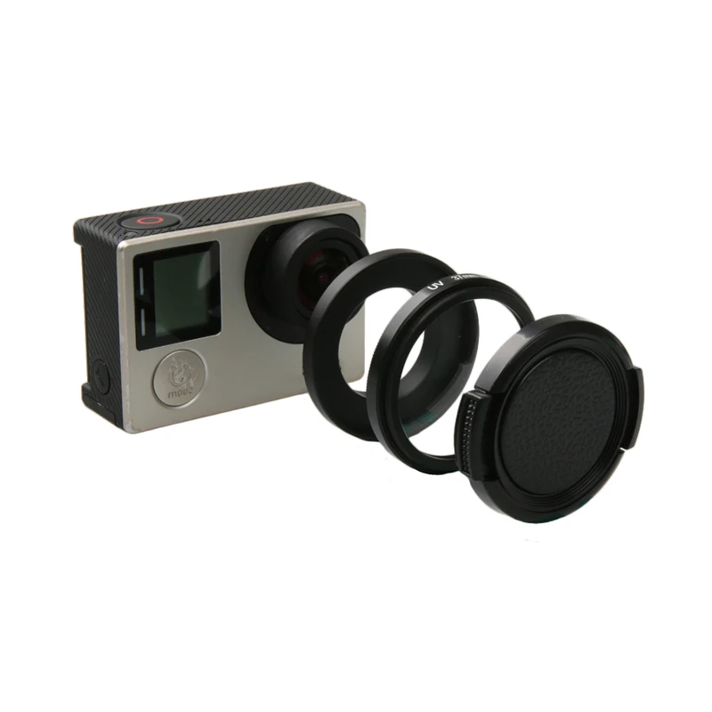 Cristal óptico de alta transmisión profesional, lente con filtro ultravioleta, Adaptador + tapa protectora para cámara Gopro Hero HD 3 3 + 4, 37mm