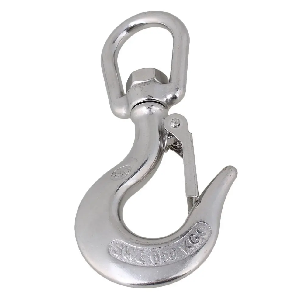 

5/16 " Swivel Eye Lifting Hook American Type Marine Heavy Duty Snap Hook 304 Stainless Steel 650kg Load Capacity