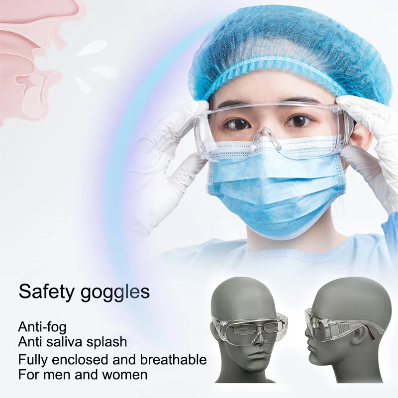 

Newly Anti-spitting Face Mask Goggles Set Breathable Tansparent Anti-splash Eye Protection Protective Glasses S66