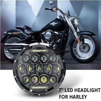 

Motorcycle LED Modified Headlight Assembly Inch Headlight Aluminum Alloy PC Lampshade H4 Universal
