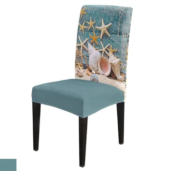 

Sea Star Conch Beach Office Chair Cover Spandex Chair Cover Elastic Printing Home Hotel Wedding Dining Chair Covers
