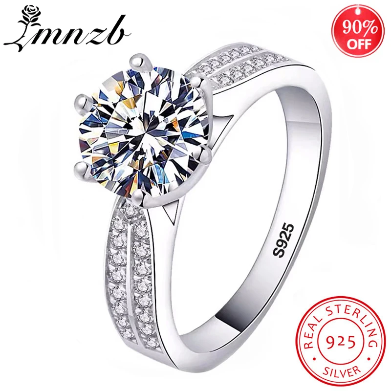 

LMNZB Free Sent Certificate Original 925 Sterling Silver Rings for Women Engagement Wedding Ring Zirconia Diamond Jewelry R006