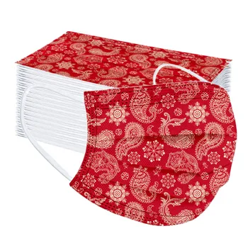

100/50/30/20/10pc Santa Face Mask Unisex Christmas Outdoor Face Fabric Facial Mask Disposable Christmas Printed Mask Mascarilla