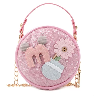 

Baby Girls Sequinned Mini Princess Bag 2020 Summer New Fashion Cute M Numbers Flowers Little Kids Messenger Bag Children's Gifts
