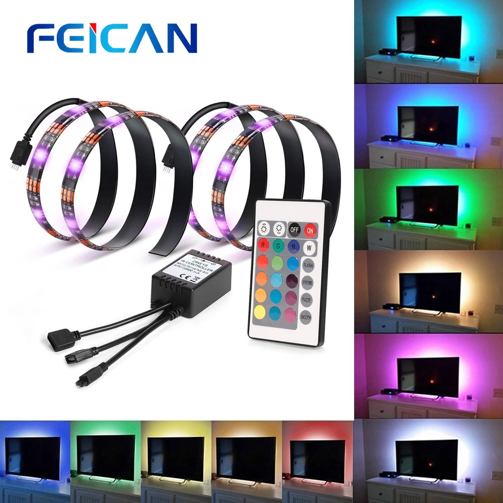 USB Светодиодная лента лампа 5050SMD DC5V гибкий светодиодный светильник 1 м 2 HD ТВ