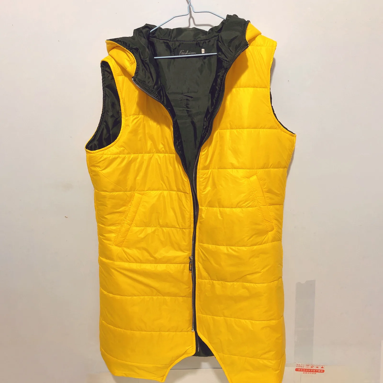 Womens Warm Solid Color Vests Hooded Single Breasted Medium Length Cotton Waistcoat Ladies Slim Cardigan Coat Plus Size Mujer 2