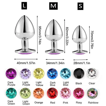 Anal Plug Smooth Stainless Steel Crystal Anal Plug Removable Butt Plug Stimulator Anal Sex Sexy Toys Intimate Massager Dildo 6